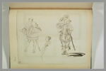 Vieillard et soldat en costume ancien et femme de profil, image 1/2