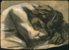 Buste d'homme nu endormi, la tête dans les bras, de trois quarts à gauche, image 1/2