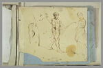Femme aux bras levés ; homme tirant un cheval ; femme de dos, image 2/2