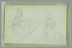 Femme assise, de profil ; femme assise sur ses genoux, image 2/2
