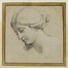 Tête de femme penchée, cheveux relevés, image 1/3