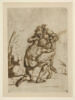 Lutte entre un homme vu de dos, et un satyre, image 1/2