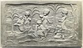 Frise en bois sculpté représentant trois groupes de personnages, image 1/3