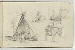 Etudes d'une tente abritant des tonneaux, d'une figure, d'un âne ..., image 1/2