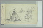 Etudes d'une tente abritant des tonneaux, d'une figure, d'un âne ..., image 2/2