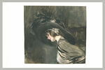 Jeune femme coiffée d'un très grand chapeau orné de plumes, image 2/2