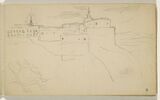 Vue d'une ville fortifiée dominant une plaine, à droite: l'Escorial, image 1/2
