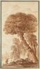 Figure dans un paysage traversé par un grand arbre penché, image 1/2