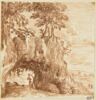 Figure sur une route enjambé par un pont rocheux, image 1/2