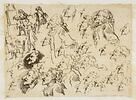 Caricatures d'un homme de profil et croquis d'un artiste à son chevalet, image 1/2