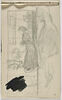 Esquisse avec une femme debout devant un chat et un enfant ; silhouette, image 1/2