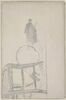 Chat sous une chaise, et silhouette d'homme, image 1/2