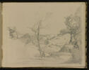Paysage panoramique avec deux tours et arbre à droite, image 1/2