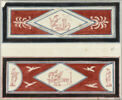 Projet de décor de boiserie : deux panneaux rectangulaires horizontaux ornés de figures féminines drapées à l'intérieur de losanges, sur fond rouge, image 2/3
