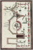 Projet de décor de boiserie : panneau vertical divisé en deux éléments avec au centre un putto sur un félin. Motifs décoratifs végétaux et oiseaux. Petite bande violette tout autour, image 2/3