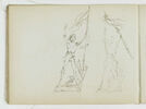 Deux études pour une Jeanne d'Arc en armure, tenant un drapeau, image 2/2