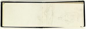 Femme nue, debout, de face, tenant un panier de la main droite ; en travers : figure assise, casquée, de face, manteau long sur les épaules, image 1/5