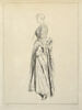 Jeune femme debout, vue de profil et tournée à gauche, image 1/2