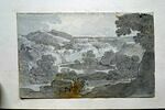 Vue panoramique avec des maisons, un pont, une rivière serpentant entre des rives boisées et des montagnes à l'horizon, image 2/2