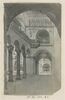 Intérieur d'église : vue d'un des bas côtés avec colonnes et chapiteaux et frise de personnages en hauteur, image 1/2