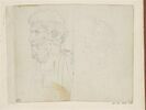 Homme en buste, de profil et très léger croquis d'une tête d'homme casqué, image 1/2