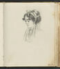 Femme, vue en buste, de trois quarts vers la gauche, un ruban dans les cheveux, image 1/3